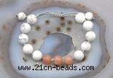 CGB6763 10mm round white howlite & moonstone adjustable bracelets