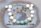 CGB6766 10mm round white howlite & amazonite adjustable bracelets