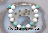 CGB6767 10mm round white howlite & amazonite adjustable bracelets