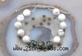CGB6771 10mm round white howlite & African turquoise adjustable bracelets