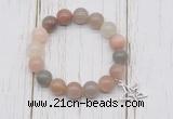 CGB6812 10mm, 12mm moonstone beaded bracelet with alloy pendant