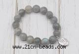 CGB6815 10mm, 12mm faceted labradorite beaded bracelet with alloy pendant