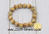 CGB6823 10mm, 12mm golden tiger eye beaded bracelet with alloy pendant