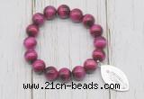 CGB6825 10mm, 12mm red tiger eye beaded bracelet with alloy pendant
