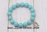 CGB6841 10mm, 12mm blue howlite turquoise beaded bracelet with alloy pendant