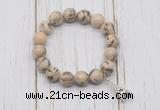 CGB6842 10mm, 12mm feldspar beaded bracelet with alloy pendant