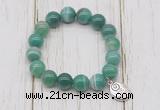 CGB6854 10mm, 12mm green banded agate beaded bracelet with alloy pendant