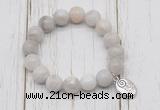 CGB6858 10mm, 12mm white crazy lace agate beaded bracelet with alloy pendant