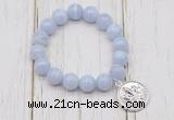 CGB6867 10mm, 12mm blue lace agate beaded bracelet with alloy pendant