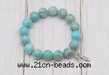 CGB6870 10mm, 12mm sea sediment jasper beaded bracelet with alloy pendant