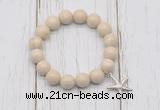 CGB6872 10mm, 12mm white fossil jasper beaded bracelet with alloy pendant