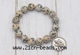 CGB6878 10mm, 12mm dalmatian jasper beaded bracelet with alloy pendant