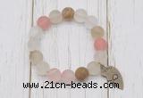 CGB6891 10mm, 12mm matte volcano cherry quartz beaded bracelet with alloy pendant