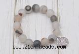 CGB6892 10mm, 12mm matte montana agate beaded bracelet with alloy pendant