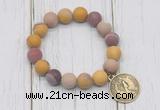 CGB6897 10mm, 12mm matte mookaite beaded bracelet with alloy pendant