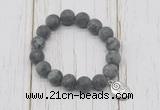 CGB6909 10mm, 12mm matte black labradorite beaded bracelet with alloy pendant