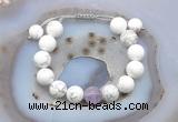 CGB6930 12mm round white howlite & lavender amethyst adjustable bracelets