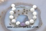 CGB6932 Hand-knotted 12mm round white howlite & lavender amethyst adjustable bracelets