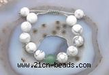 CGB6936 12mm round white howlite & green aventurine adjustable bracelets