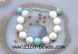 CGB6937 12mm round white howlite & sea sediment jasper adjustable bracelets