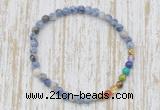 CGB7011 7 chakra 4mm blue spot stone beaded meditation yoga bracelets