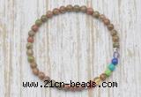 CGB7019 7 chakra 4mm unakite beaded meditation yoga bracelets