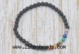 CGB7021 7 chakra 4mm black lava beaded meditation yoga bracelets