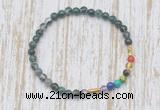 CGB7029 7 chakra 4mm moss agate beaded meditation yoga bracelets