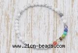 CGB7053 7 chakra 4mm white howlite beaded meditation yoga bracelets