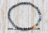 CGB7060 7 chakra 4mm snowflake obsidian beaded meditation yoga bracelets