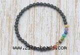 CGB7062 7 chakra 4mm black obsidian beaded meditation yoga bracelets