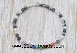 CGB7076 7 chakra 4mm black & white jasper beaded meditation yoga bracelets