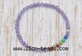 CGB7091 7 chakra 4mm light amethyst beaded meditation yoga bracelets