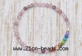CGB7095 7 chakra 4mm strawberry quartz beaded meditation yoga bracelets