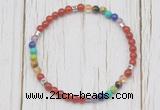 CGB7116 7 chakra 4mm red agate beaded meditation yoga bracelets