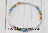 CGB7117 7 chakra 4mm white howlite beaded meditation yoga bracelets