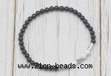 CGB7125 4mm black onyx & white howlite beaded meditation yoga bracelets