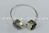 CGB721 15*20mm oval druzy amethyst gemstone bangles wholesale