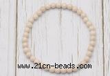 CGB7265 4mm tiny white fossil jasper beaded meditation yoga bracelets