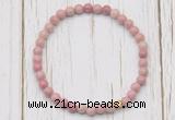 CGB7266 4mm tiny pink wooden fossil jasper beaded meditation yoga bracelets