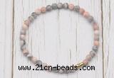 CGB7269 4mm tiny pink zebra jasper beaded meditation yoga bracelets