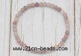 CGB7307 4mm tiny purple strawberry quartz beaded meditation yoga bracelets