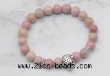 CGB7351 8mm pink wooden jasper bracelet with tiger head for men or women