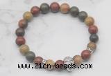 CGB7354 8mm picasso jasper bracelet with skull for men or women