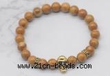 CGB7359 8mm wooden jasper bracelet with skull for men or women