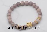 CGB7372 8mm lepidolite bracelet with owl head for men or women