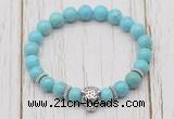 CGB7392 8mm blue howlite bracelet with tiger head for men or women