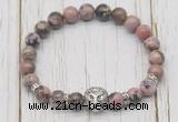 CGB7402 8mm rhodonite bracelet with lion head for men or women