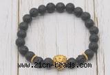 CGB7408 8mm black lava bracelet with lion head for men or women