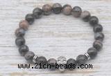 CGB7414 8mm grey opal bracelet with skull for men or women